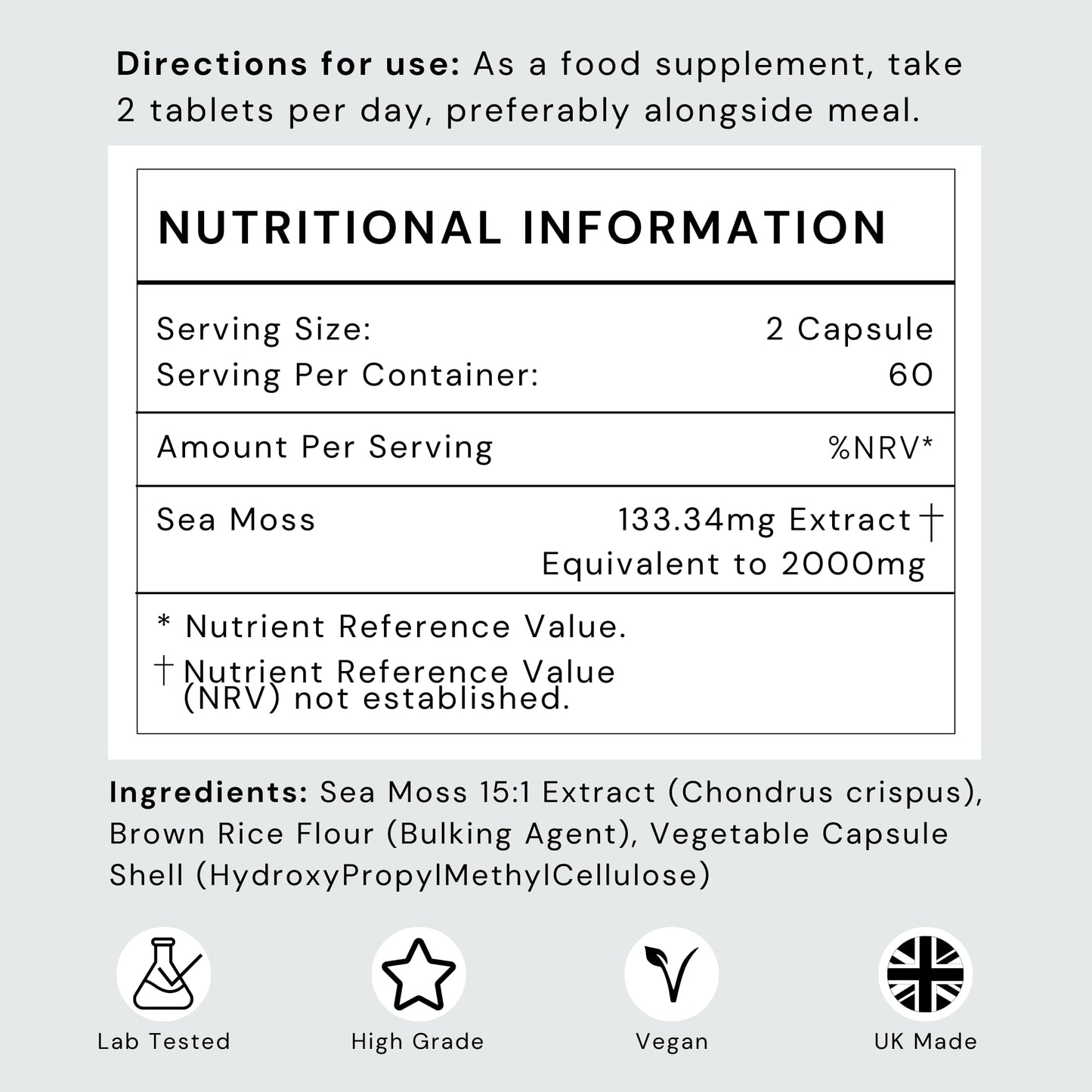 Futuro Labs Sea Moss Capsules by FUTURO LABS - 2000mg Raw Sea Moss [15:1 Extract] - Organic Irish Sea Moss Supplement | Vegan, Non-GMO, Gluten Free | 120 Capsules, 60 Servings