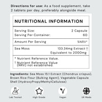 Futuro Labs Sea Moss Capsules by FUTURO LABS - 2000mg Raw Sea Moss [15:1 Extract] - Organic Irish Sea Moss Supplement | Vegan, Non-GMO, Gluten Free | 120 Capsules, 60 Servings