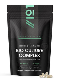 ALPHA01 Bio Cultures Complex 100 Billion CFU – 20 Live Bacterial Cultures – 60 Vegan Capsules – Resealable and Recyclable Pouch by Alpha01
