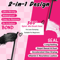 PRO LASHBEAUTY PRO Lash Bond and Seal Lash Glue Waterproof Eyelash Glue for Cluster Lashes Strong Hold 72+Hours DIY Lash Extension Glue Long Lasting,Gentle Formula,Easy to Use(5ml+5ml, Black Bond & Clear Seal)