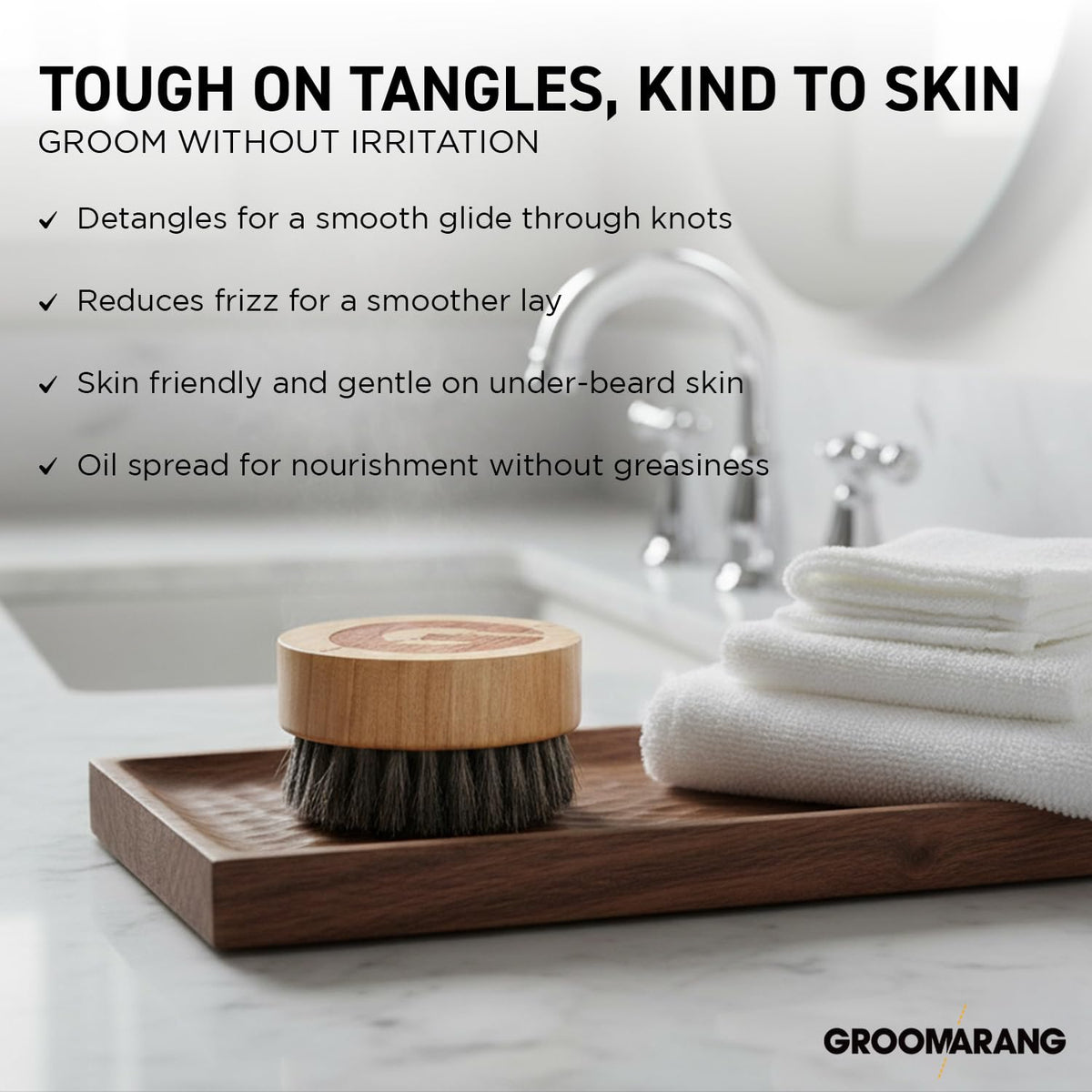 groomarang Groomarang Boar Bristle Beard Brush for Men Perfect Grooming Gift