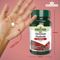 Natures Aid Chromium Picolinate 200µg - 90 Tablets - High Strength Supplement to Support Normal Blood Glucose Levels & Reduce Sugar Cravings - Vegetarian, Gluten Free - No Gummies or Capsules
