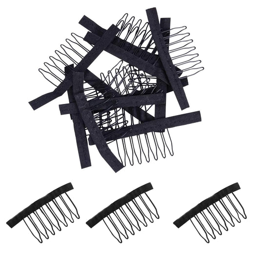 jeufun 12pcs Wig Combs 7-teeth Wig Clips Lady Tools Black Metal Wig Caps for Women Black U Shape Wig Comb Clip Tooth Comb,Net Comb Clip Steel Tooth Clip Wig Clip for Wig Making Cap DIY Wig Caps Accessories