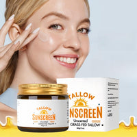 SingHao Beef Tallow Sunscreen SPF 50+,Natural Tallow Sun Cream for Face & Body,Tallow Balm Instant Sun Protection,Body Moisturiser for Dry Skin,SPF 50 Face Moisturiser,Light Texture,Natural Ingredients