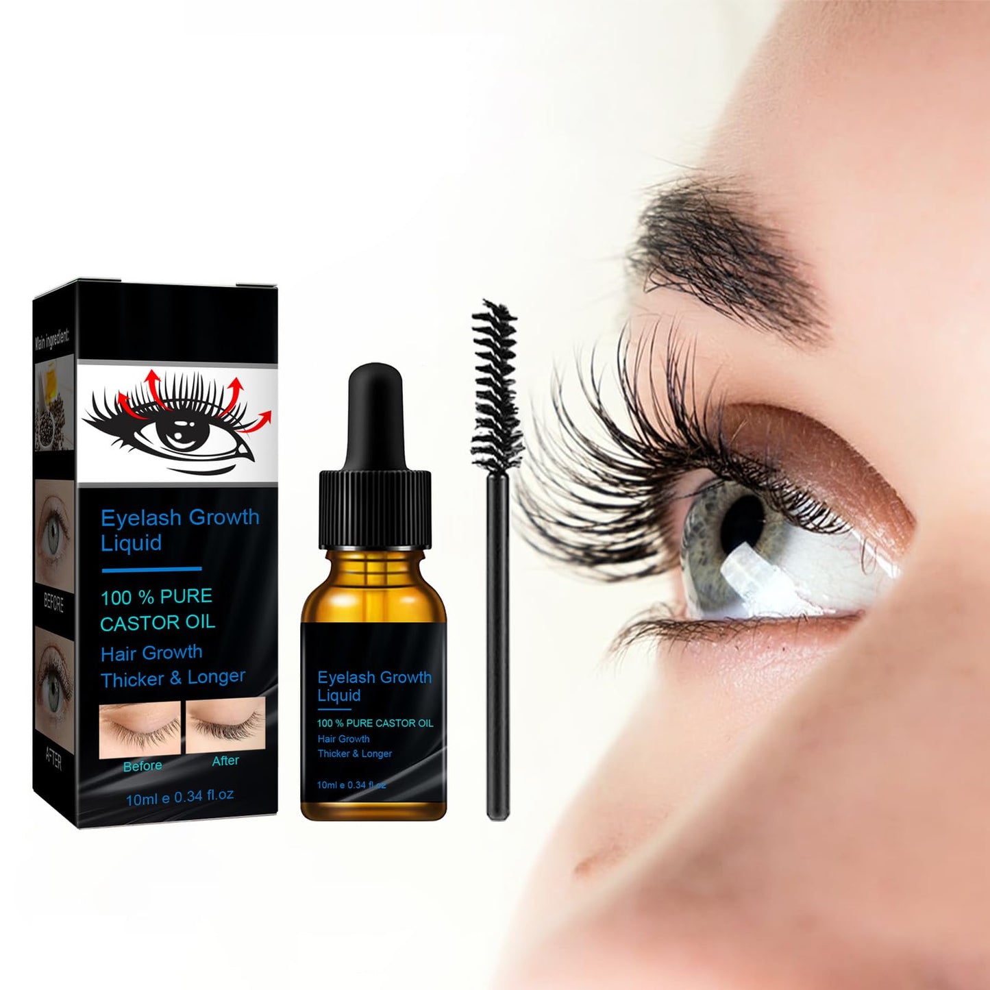 Bploar Castor Oil Eyelash Serum Eyelash Growth Essence, Eyelash Treatment Serum, Natural Thickness, Lengthening, Curling and Moisturising