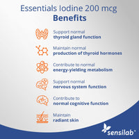 Sensilab Essentials Iodine Tablets 200 mcg – Potassium Iodide Capsules for Thyroid & Nervous System Support – 120 Iodine Capsules - 4-Month Supply