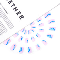Sethexy Rainbow French Tip Pink Fake Nail Ombre Short Square False Nails Glossy Gradient Press on Nails Reusable 24Pcs Acrylic Stick on Nail for Women and Girls Nail Art
