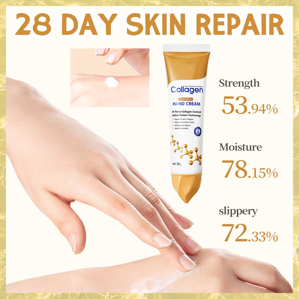 MINSHZEE Collagen-Hand Creams, Dry Skin Repair Products, Softening, Nourishing, Anti-Drying, Rejuvenating & Moisturising, Collagen Anti-Wrinkle Hand Cream, Hand Skin Care Products.