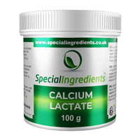 SPECIAL INGREDIENTS Calcium Lactate Powder 100g Premium Quality - Vegans & Vegetarians, Non-GMO, Gluten Free - Recyclable Container