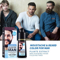JRTTOSSE Men's beard and moustache hair dye for grey hair to dark brown, men's moustache hair dye, dark brown in 5 minutes, easy to use, dark brown moustache hair dye and hair colour shampoo, 200 ml.