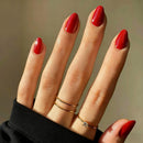 SXVME Light Red Press On Nails Short Oval, Glossy Short False Nails Almond, Salon Quality Manicure, Reusable Soft Gel Fake Nails for Women Everyday Wear, 24 Pcs