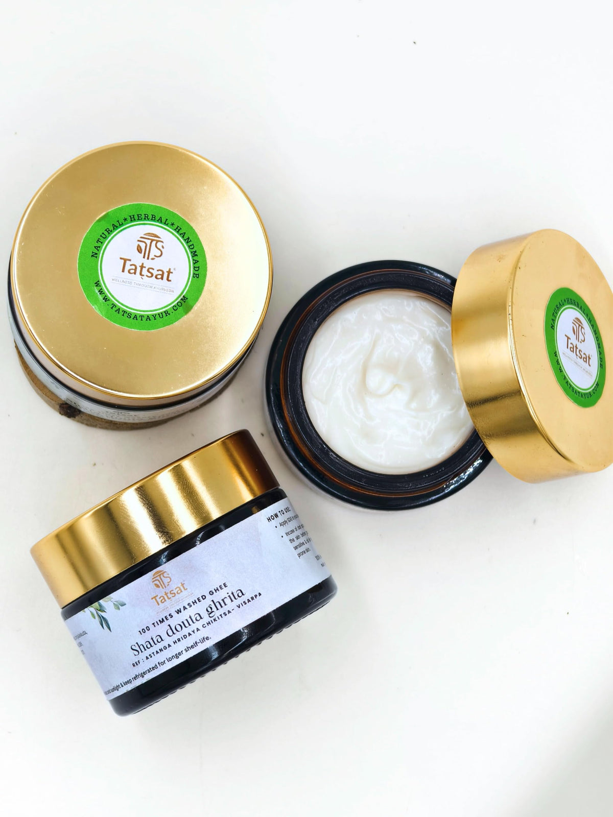 TATSAT - WELLNESS THROUGH AYURVEDA Shata Dhauta Ghrita 100 Times Washed Ghee Anti Aging Nourishing Cream Removes Stretch Marks - 30gms (Rose)