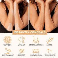 Petansy Waterproof Leg and Body Makeup, Long Lasting Skin Perfecting Body Foundation, No Transfer Vein Cover Up for Varicose Veins, Black Skin, Scars, Tattoos