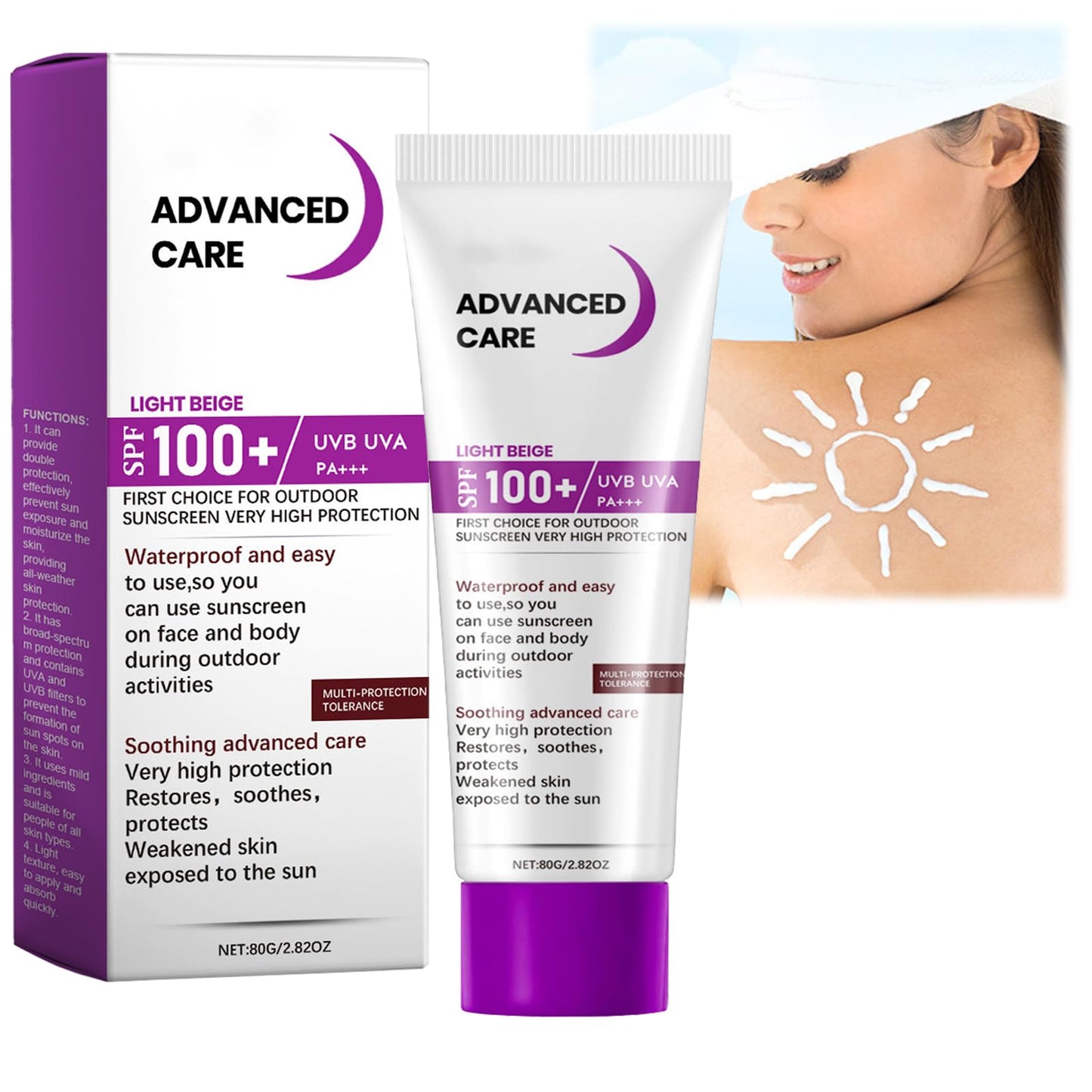 SPF 100+ Ultra-Light Face Sunscreen - Very High Protection Suncream with Water & Sweat Resistance. Refreshing, Non-greasy & Non-sticky Formula for Maximum UV Protection