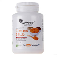 Aliness Curcumin 3 Plus with Piperine, 60 Vegan Capsules