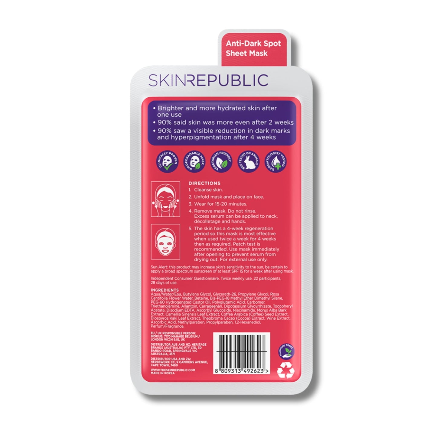 Skin Republic Vitamin C Brightening Sheet Face Mask | Helps brighten and even skin tone | For a Radiant Complexion (Pack of 1)