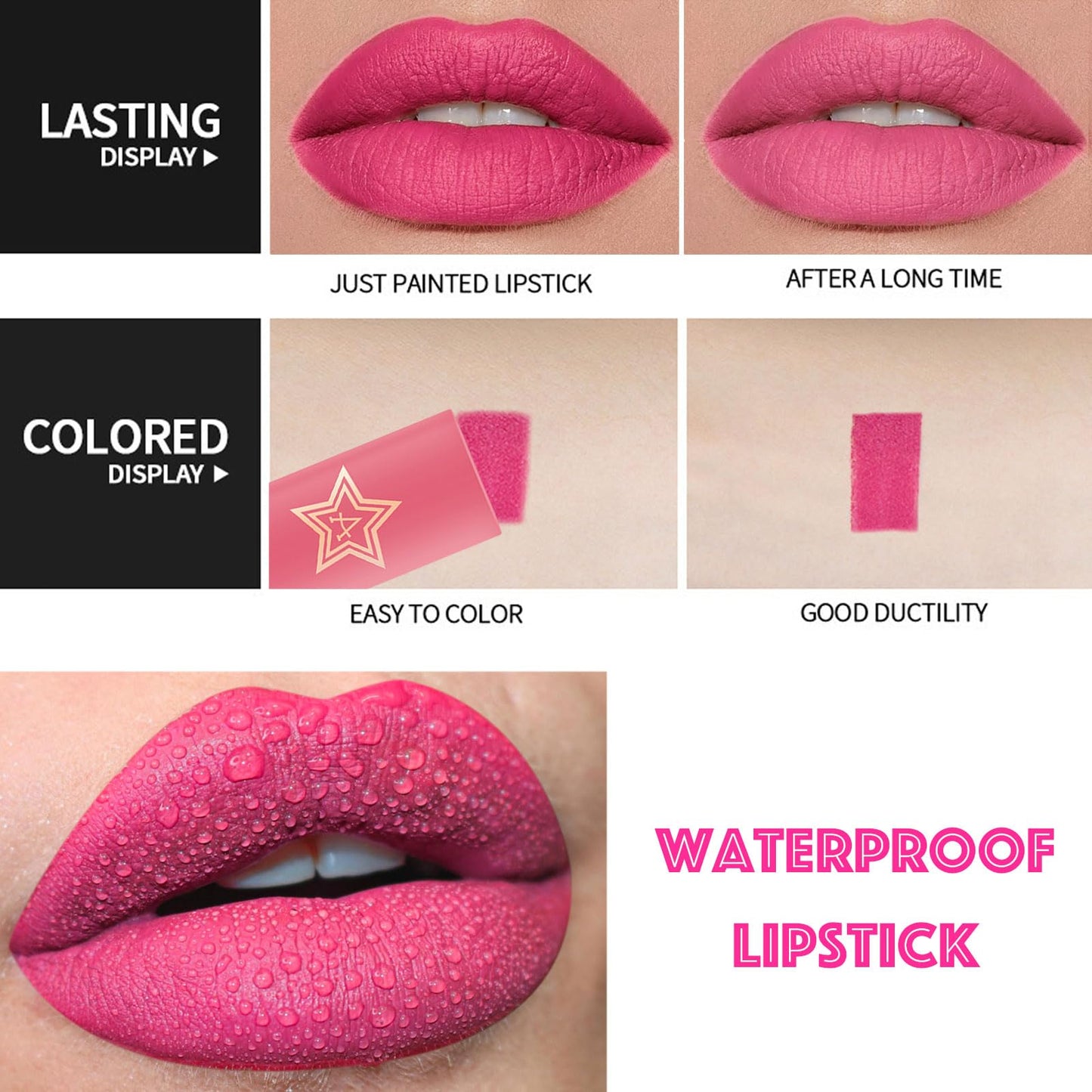 LYNTYAOU Light Pink Matte Lip Stick, Matte Rose Pink Liquid Lipstick for Women, Longlasting Silky Smooth Full-Coverage Non-fading Lipsticks, Waterproof Non-Sticky Tinted Lip Balm for Women