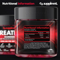 supplmnt. Supplmnt. Creatine 120 Gummies Max 5000mg for Men & Women Creatine Monohydrate Plus B12 and L-Taurine Chewable Gummies, 1 Month Supply (Single, Strawberry)