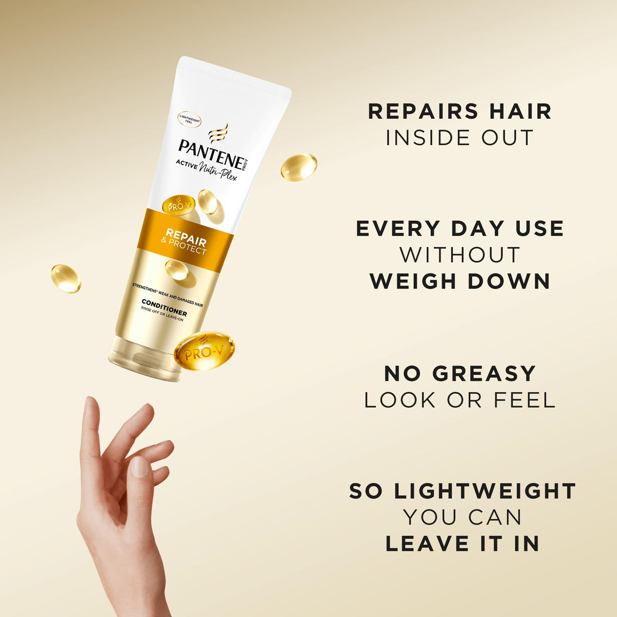 Pantene Pro-V Repair & Protect Hair Conditioner, 2x The Nutrients In 1 Use, Strengthen Hair From Within, For Weak And Damaged Hair, 350ML