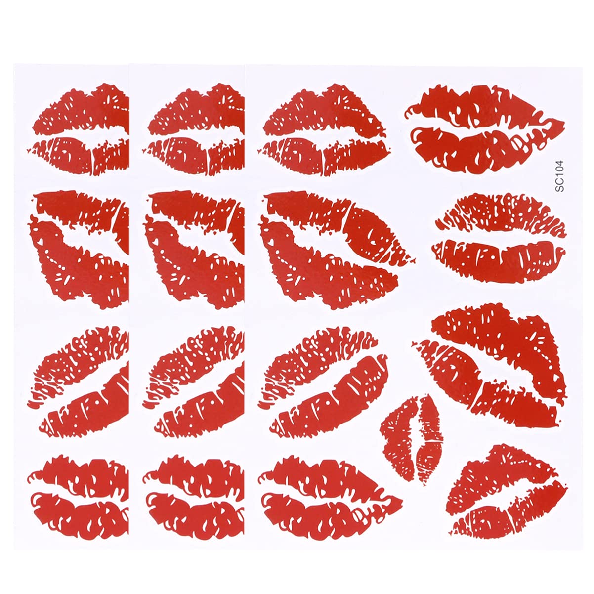 Healifty 6pcs Red Lip Stickers Kiss Stickers Decals Temporary Tattoo Stickers Waterproof Tattoo Decorative Stickers for Neck Leg Face Chest Water Bottle