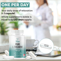Vinco Supplements Vinco L-Theanine Supplement - 400mg x 120 High Strength L Theanine Capsules - 99%+ Purity - Supports Sleep & Relaxation - Non-GMO & Gluten Free - Made in The UK