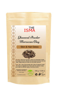 THE ISMA Moroccan Clay Powder for Face & Hair Mask | Ghassoul Clay, Green Clay, Red Clay & White Clay | Natural Cleansing Clay for Facial Mask, Hair Mask & Skin Care (100g, Green Clay)