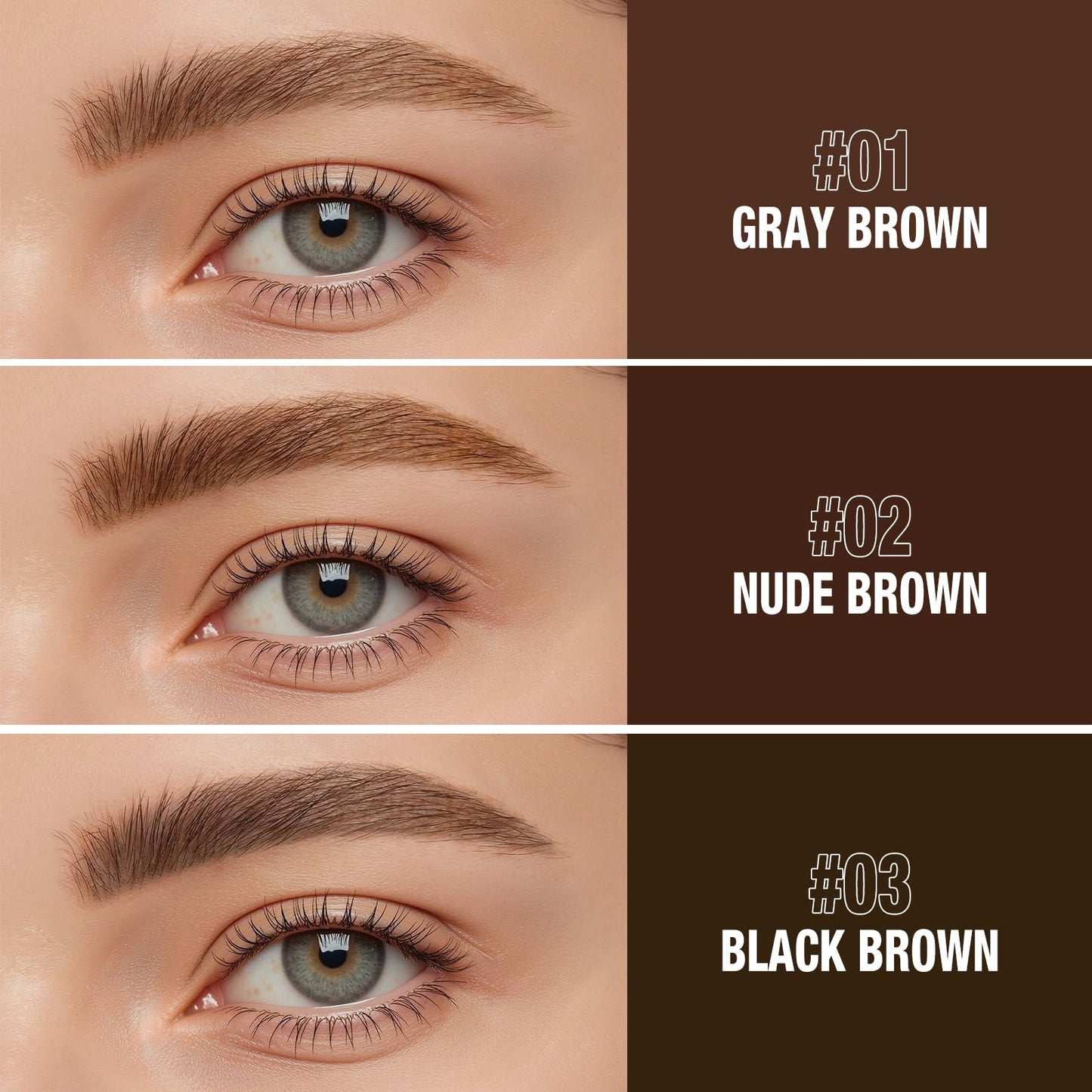 HOPHAT 3D Peel-Off Eyebrow Tint Gel – Long-Lasting Waterproof Brow Colour, Natural-Looking Tint Lasts Up to 3 Days, Easy to Apply & Remove (01#GRAY BROWN)