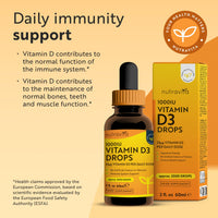 Nutravita Vitamin D3 Drops 60ml (2000 Drops) – Which? Best Buy 2025 - Vitamin D 1000IU per Drop – Flexible Dose of Liquid Vitamin D Supplement – Supports Bones, Immune System & Calcium Absorption