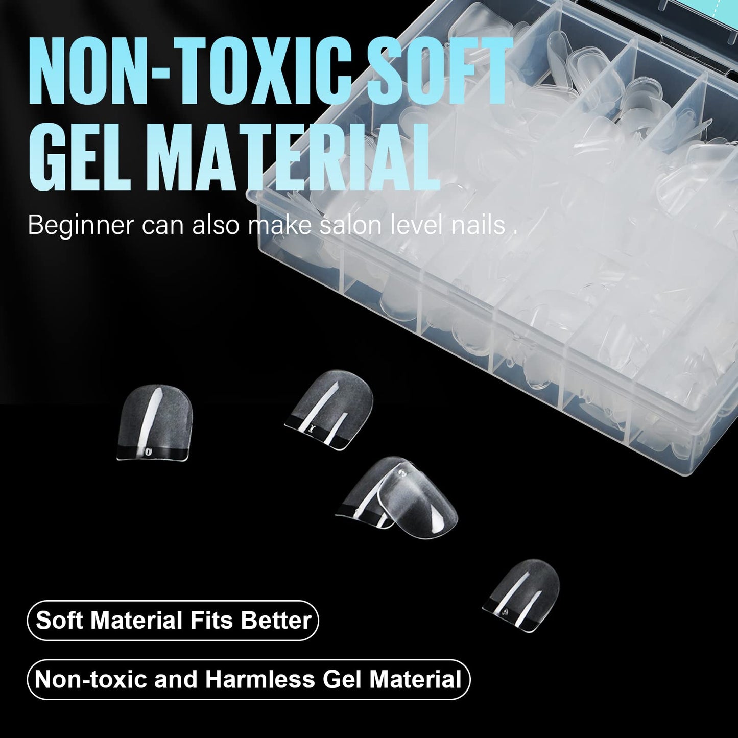 TOMICCA Square Shaped Extra Short Nail Tips - 360PCS Half Matte Soft Gel, No File Needed- Full Cover False Nails, Clear Acrylic & Strong Tips for Press On Extension - 12 Sizes