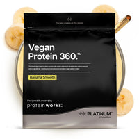 Protein Works | Vegan Protein 360 - Platinum Innovation, Premium Vegan Protein Powder, Plant-Based Protein Shake, Essential Vitamins & Minerals, Low Sugar, Banana Smooth, 14 Servings, 500g