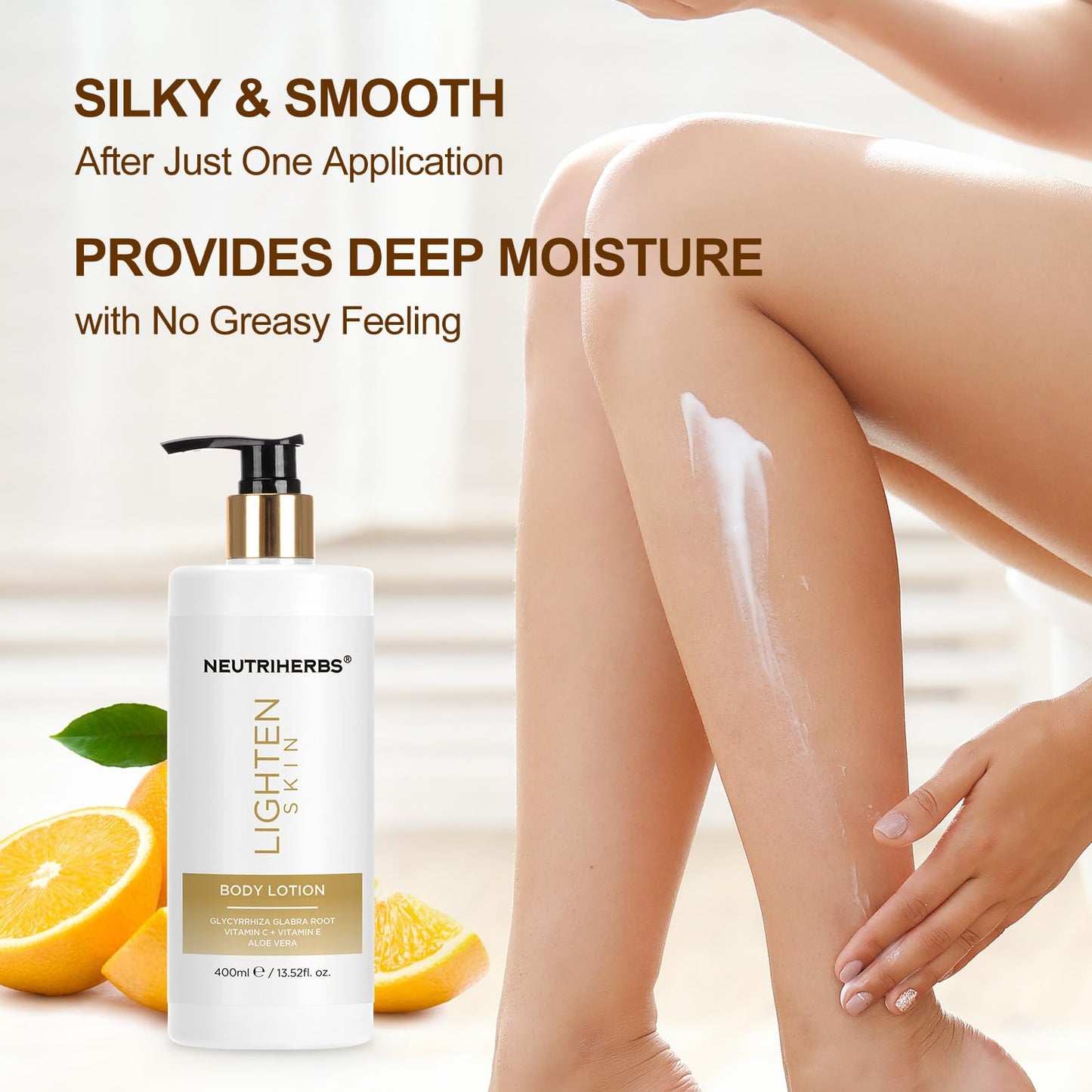 Neutriherbs Brightening Moisturiser BodyLotion, Dry Skin Body Moisturising Lotion-Glow & Hydrate Body Cream, Skin Lightening Cream Moisturiser for Men Women, Even Skin Tone Lotion-Licorice Root+Vit C