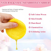 Nadiaen Kojic Acid and Turmeric Pads,80 Pieces Turmeric Kojic Acid Pads,Exfoliating Face Suitable for Improving Skin Texture,Reducing Shine and Clogged Pores