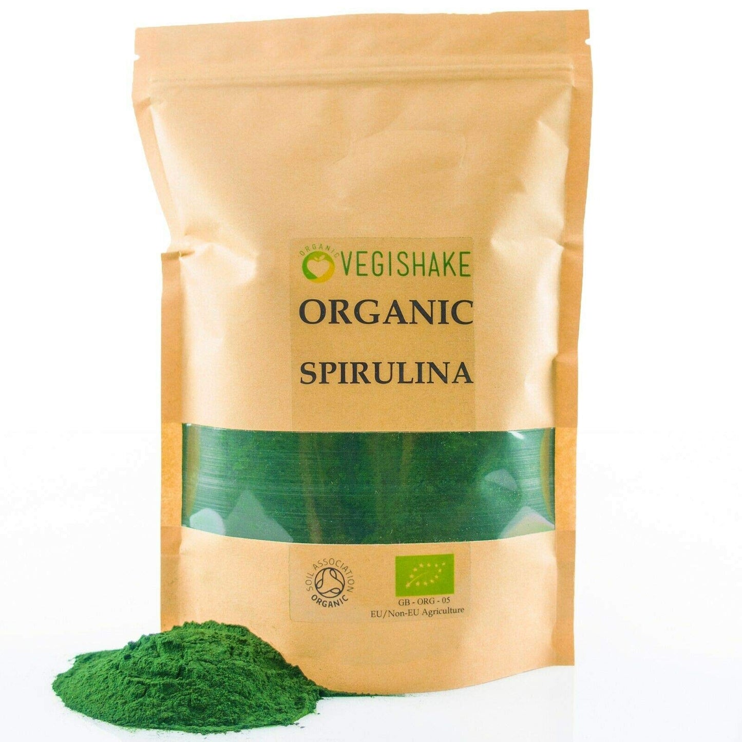 vegishake Organic Spirulina Powder High Grade Blue-Green Algae B Vitamins Omega 3 & 6 Minerals Antioxidants Vegan (500g)