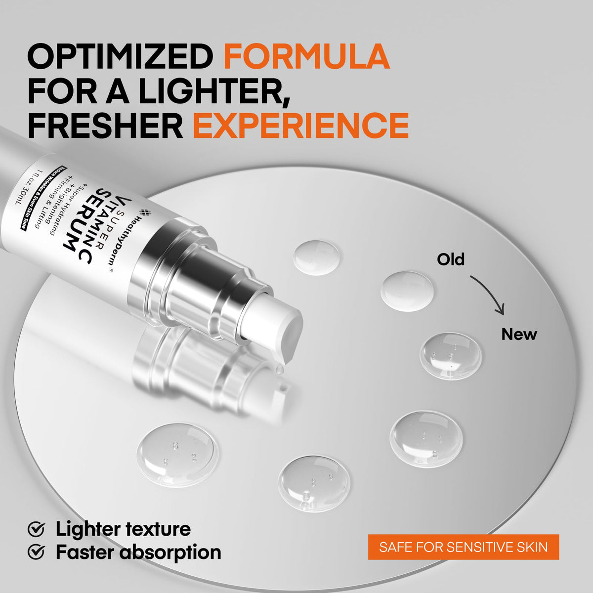 HealthyDerm Super Vitamin C Face Serum: Hydrating Facial Serum with Hyaluronic Acid, Niacinamide, Peptides, Vitamin C, Vitamin E & Bakuchiol – 30 ml