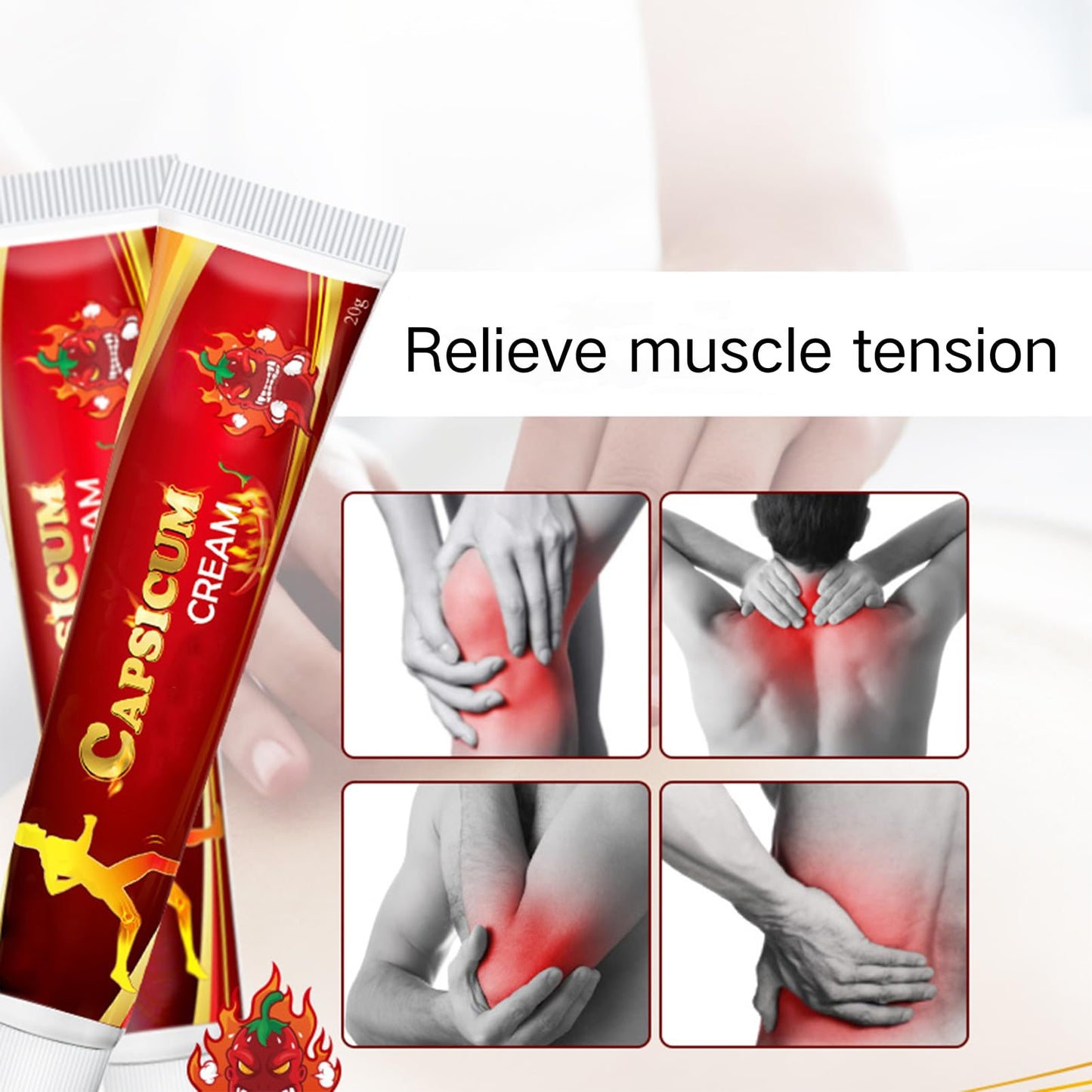2pcs Chili Massage Gel - Chili Cream - Chili Massage Cream for Neck, Shoulder, Knee, Hand & Foot, Suitable for Multiple Skin Types