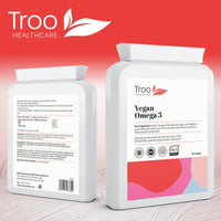 Troo Health Care Vegan Omega 3 Algal Oil 1332mg Per Serving - Provides 732mg Omegas Including a Minimum of 400mg DHA & 200mg EPA - Sustainable Plant Source Omega Oil Softgels - 90 Capsules - UK Made