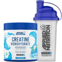 Applied Nutrition Creatine + 700ml Shaker | Creatine Monohydrate Micronized Powder with Flavour, Increases High-Intensity Physical Performance (250g - 50 Servings) (ICY Blue Razz)