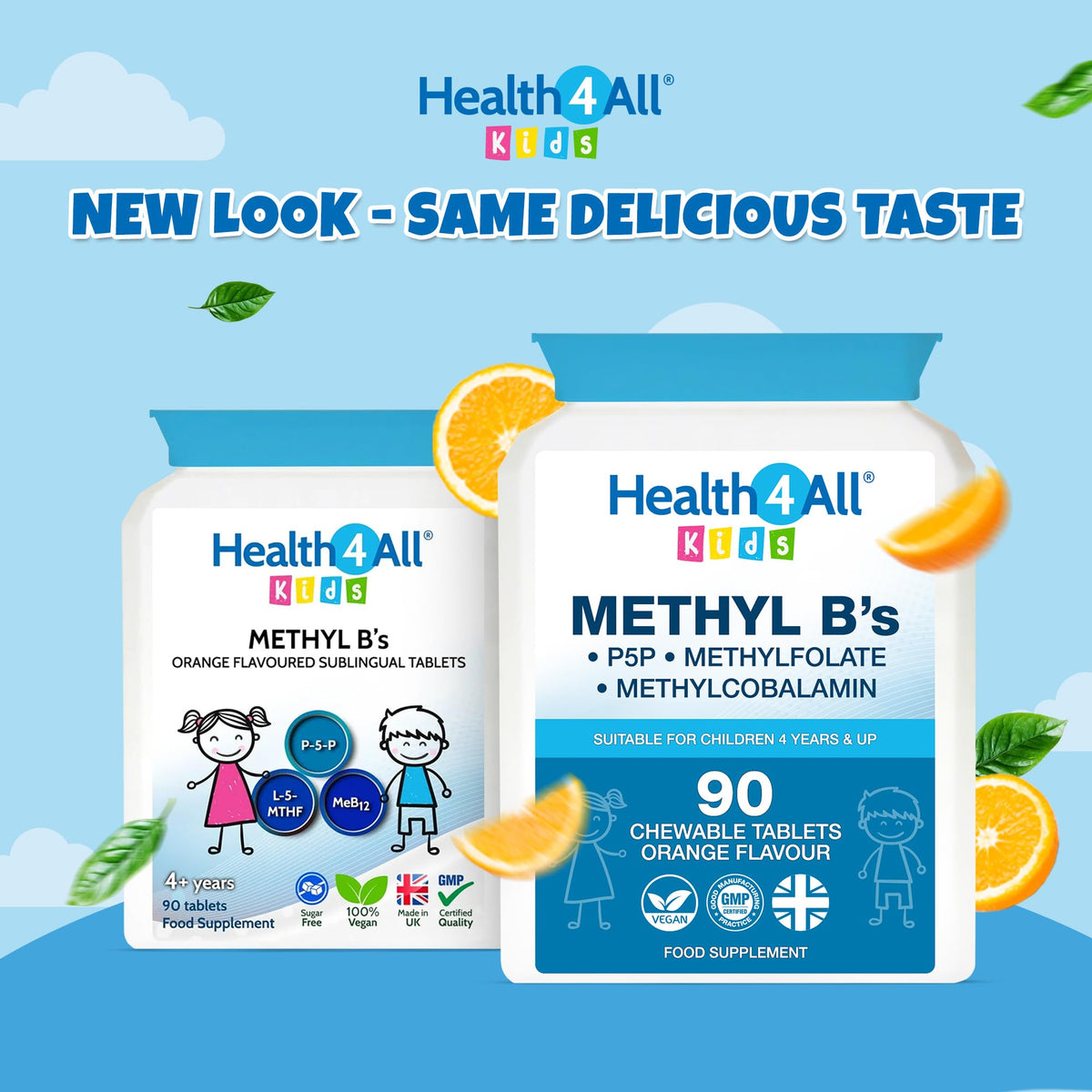 Health4All Kids Methyl B's 90 Chewable Tablets, Stress & Mood Support for Children 4+