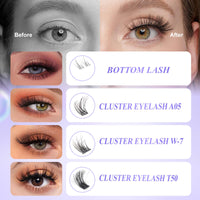 fenshine beauty Fenshine Cluster Lashes Individual Lashes Kit 3D WISPY LASH KIT 10-16mm Length DIY Eyelash Extension Individual Soft False Lashes for Personal Use at Home (4 in 1 3D WISPY LASH KIT, MIX 10-16mm)