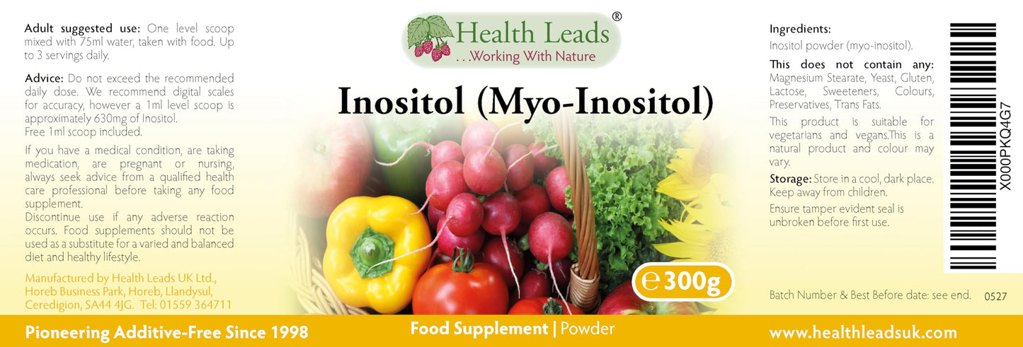 Health Leads ...Working With Nature Health Leads Myo-Inositol Powder 300g | Pure Vitamin B8