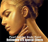 Go Ho Pearl Gold Cream Face Body Paint(2.37oz,70ml),Water Based Gold Makeup Face Painting for Adults Children SFX Cosplay Costumes Festivals Halloween