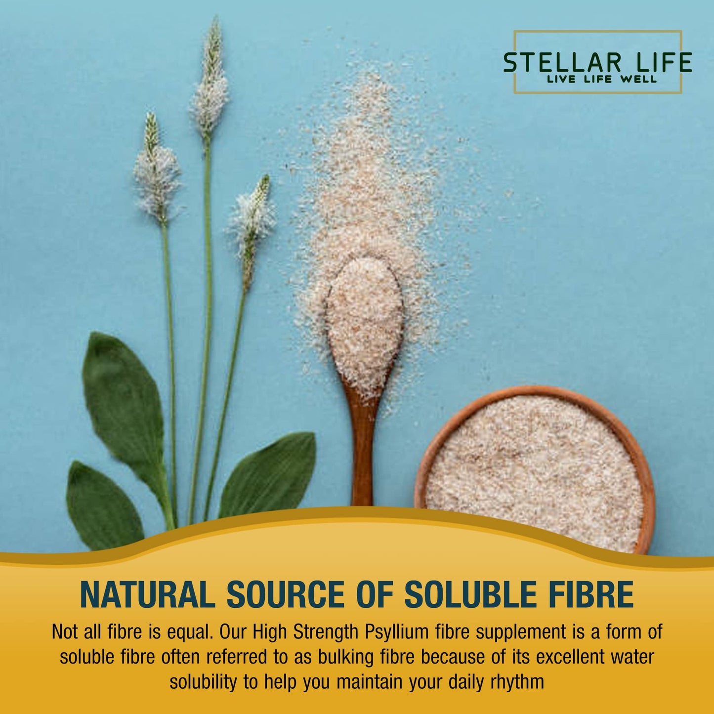 Stellar Life 240 X Psyllium Husks Fibre Supplement – 1400mg per Serving – Naturally High in Soluble Fibre – High Strength Vegan Capsules – 4 Months Supply – Made in The UK