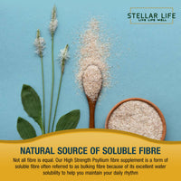 Stellar Life 240 X Psyllium Husks Fibre Supplement – 1400mg per Serving – Naturally High in Soluble Fibre – High Strength Vegan Capsules – 4 Months Supply – Made in The UK