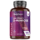 WeightWorld D-Mannose 2000mg - 180 Capsules - 2 Months Supply - Vegan-Friendly, Non-GMO & GMP-Approved - Split & Pour D Mannose Powder Capsules - Unflavoured, Easy to Swallow & Magnesium Stearate-Free