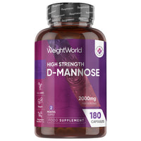 WeightWorld D-Mannose 2000mg - 180 Capsules - 2 Months Supply - Vegan-Friendly, Non-GMO & GMP-Approved - Split & Pour D Mannose Powder Capsules - Unflavoured, Easy to Swallow & Magnesium Stearate-Free