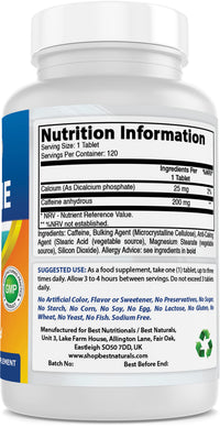 Best Naturals Caffeine Maximum Potency 200mg 120 Tablets (120 Count (Pack of 2))