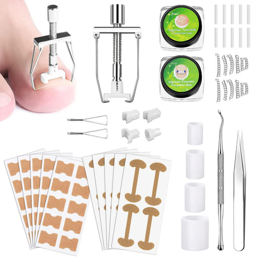 BQMEZRNUS Ingrown Toenail Removal Kit Ingrown Toenail Treatment Tool Kit Ingrown Toenail Corrector Tools with Toenail Braces, Podiatry Tools, Ingrown Toenail Corrector Strips and Patch for Toe Pain Relief