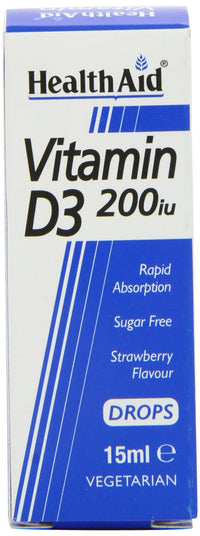 HealthAid Vitamin D3 200iu Drops, Strawberry, 15 Millilitre