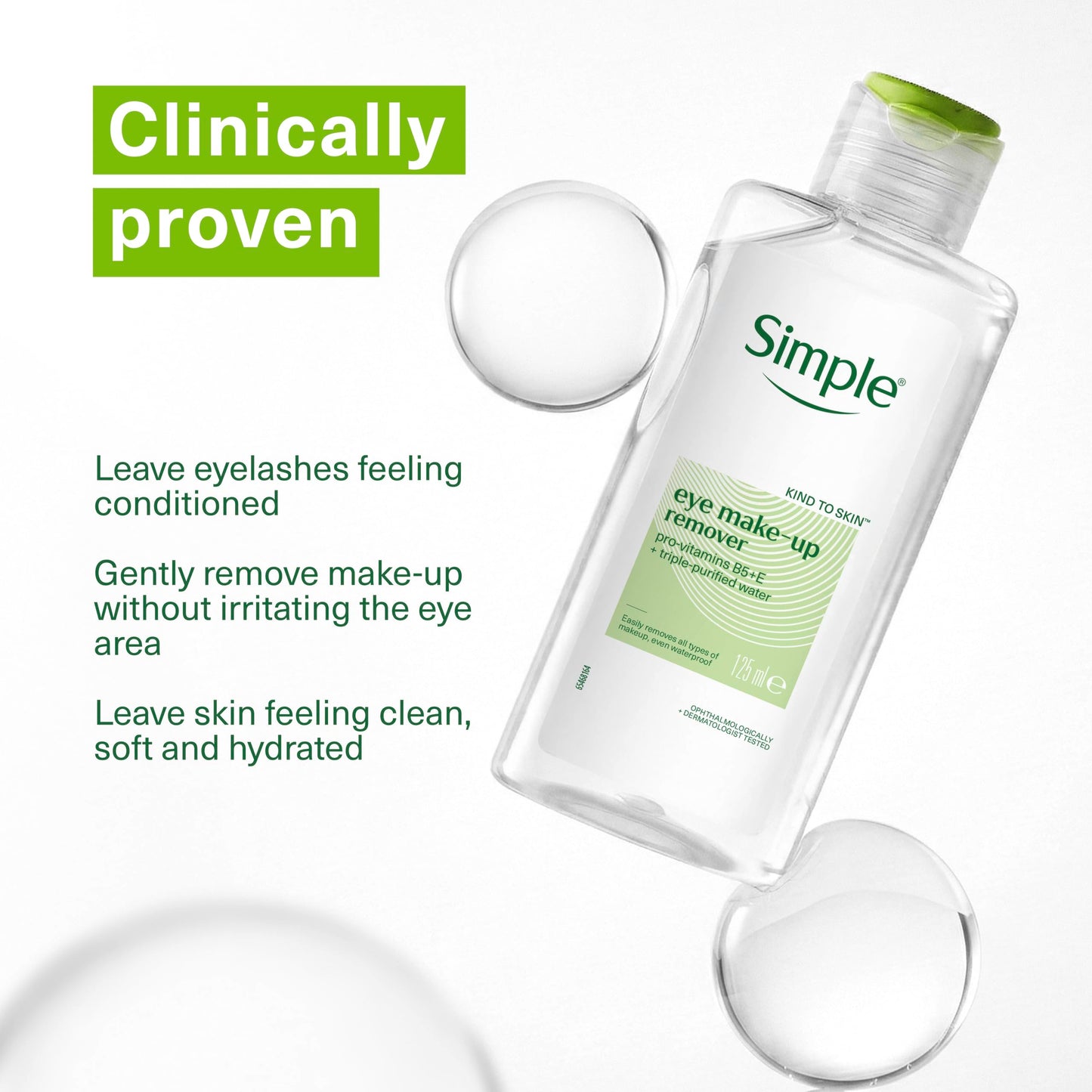 Vaseline Simple Kind to Skin Eye Makeup Remover pro-vitamins B5 + E and triple-purified water for sensitive skin 125 ml