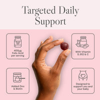 Known Pregnancy Support Gummies with 400mcg Folic Acid – Raspberry Flavour – Vegan Prenatal Multivitamin Gummy Supplement – with Vitamin D3, K, C, E, B12, Biotin & Zinc – 1 Month Supply